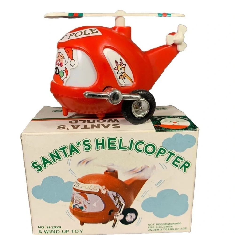 Kurt Adler Santa's Red Helicopter Toy